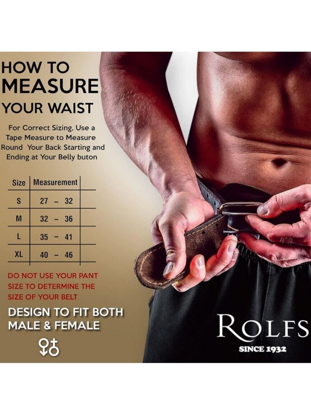 Rolfs Leather Gym Belt Fitness Weight Lifting Belt for Men & Women size Medium - Picture 4 of 7